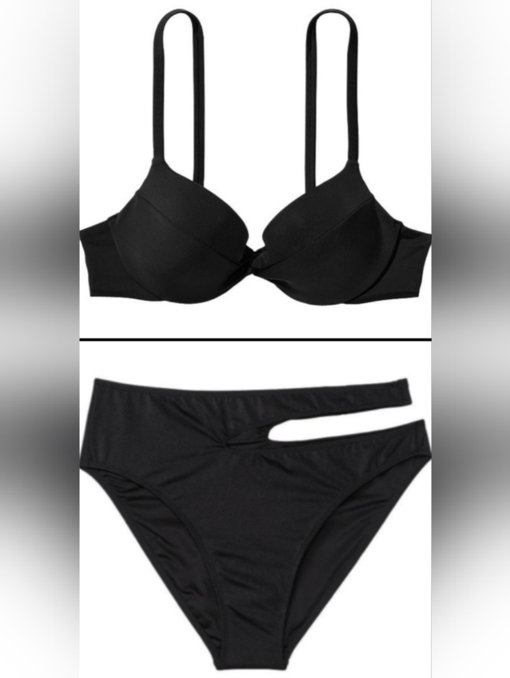 32B/S VS Swim Removable PushUp High Waist Cheeky Bikini Set Bkack Tropical